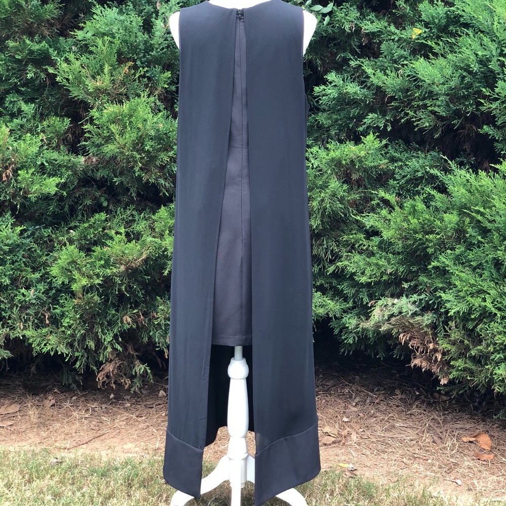 Little Black Dress with Long Sheer Panel Overlay